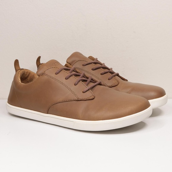 XEROShoes Glenn Leather Lace Up Casual Barefoot Sneakers Tan Brown Mens 9.5
